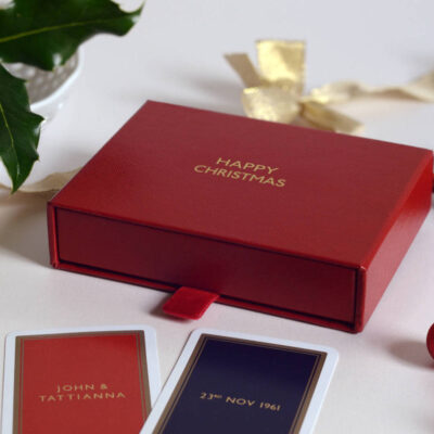 Set of Luxury Personalised Playing Cards, Red