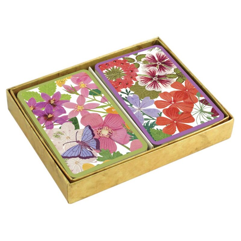 caspari halsted floral bridge twin pack playing cards boxed