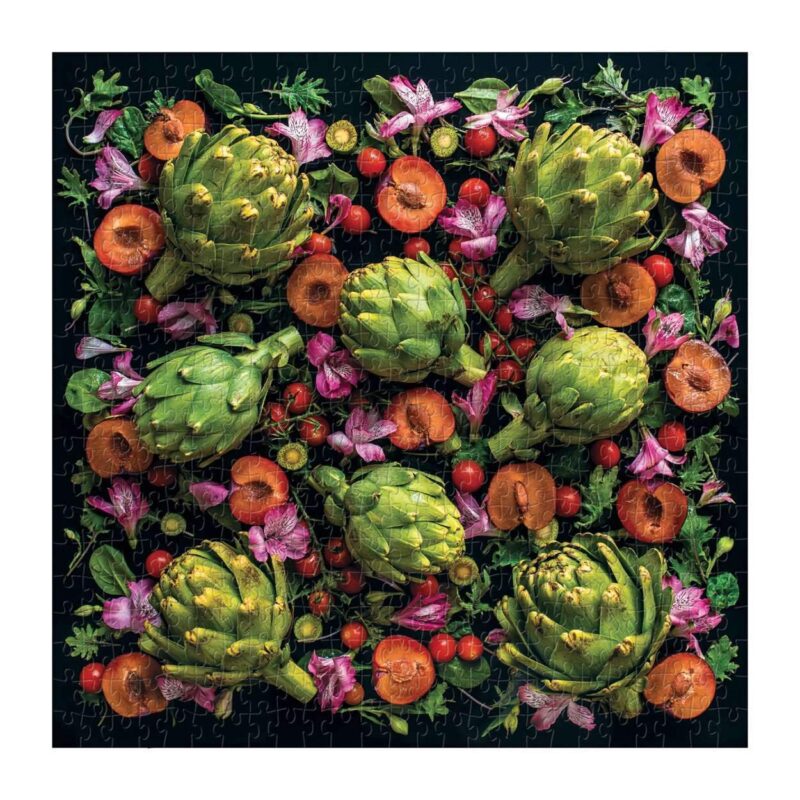 artichoke floral 500 piece jigsaw by sarah phillips galison completed jigsaw