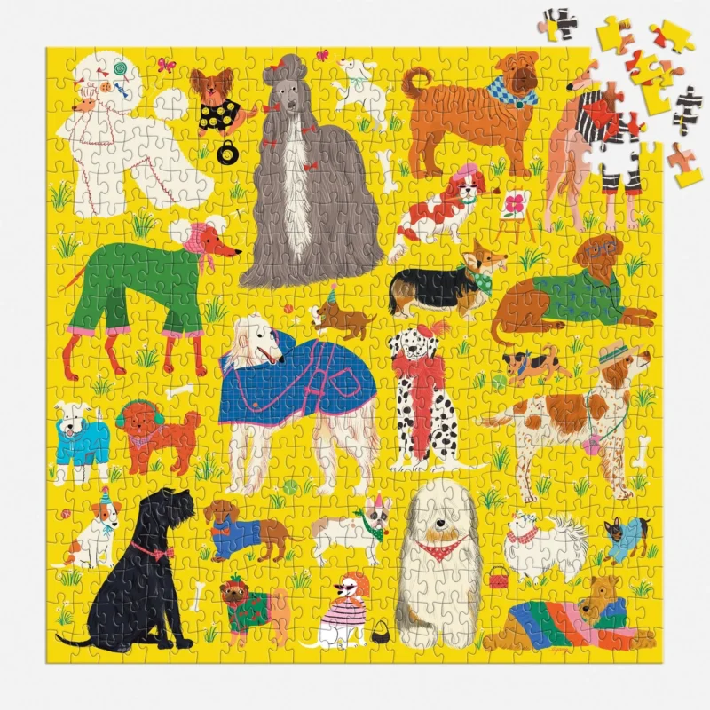 fashionable dogs 500 piece jigsaw puzzle by ayang cempaka from galison part complete jigsaw