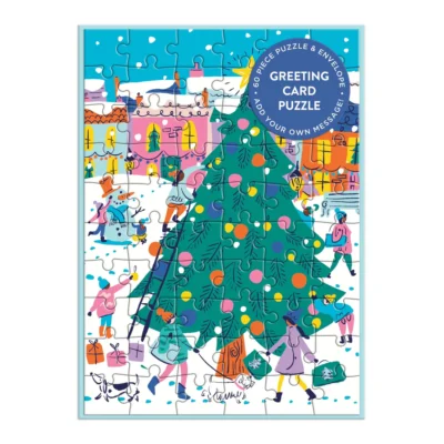 Merry and Bright Greeting Card Puzzle by Louise Cunningham Starling