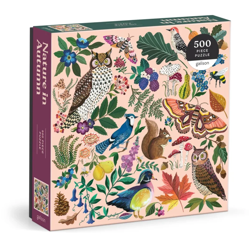 galison nature in autumn 500 piece jigsaw puzzle by christine de carvalho box-angled