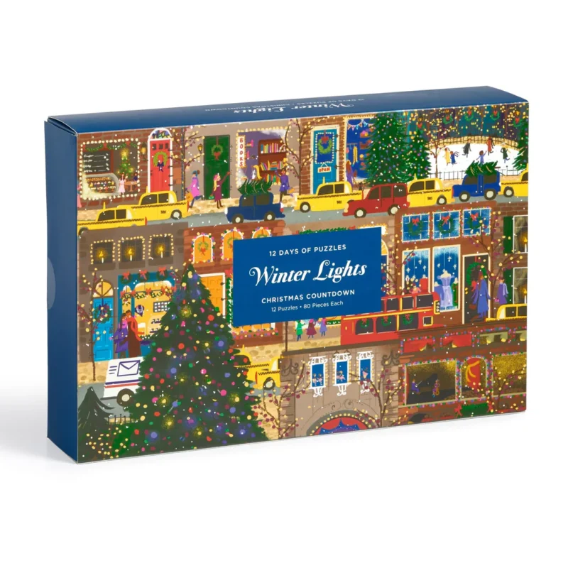 galison winter lights 12 days of jigsaw puzzles holiday countdown advent calendars by joy laforme box angled