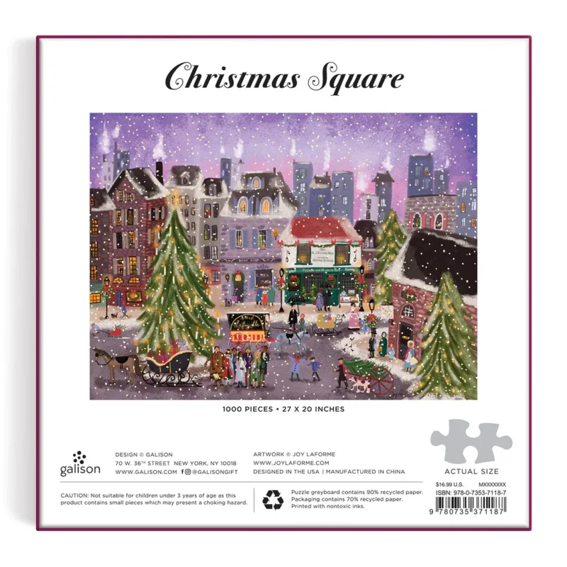 joy laforme christmas square 1000 piece jigsaw puzzle from galison back of box