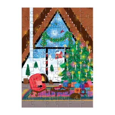 Cozy Cabin Greeting Card Puzzle by Joy Laforme