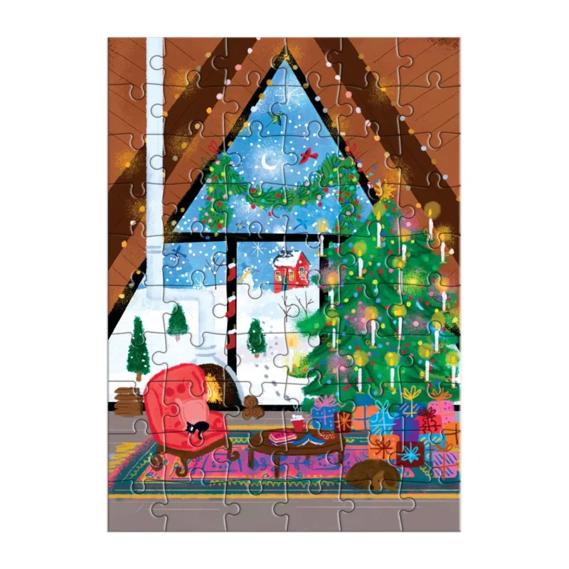 joy aforme cozy cabin greeting card jigsaw puzzle card completed