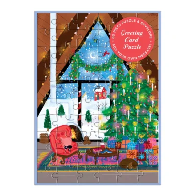 Cozy Cabin Greeting Card Puzzle by Joy Laforme