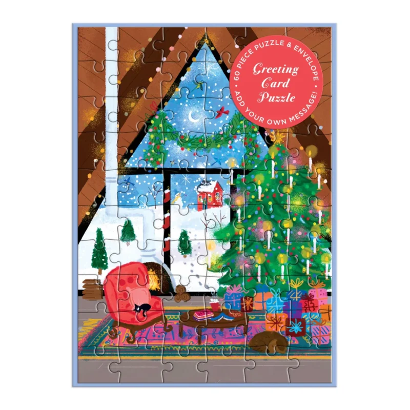 joy aforme cozy cabin greeting card jigsaw puzzle card front