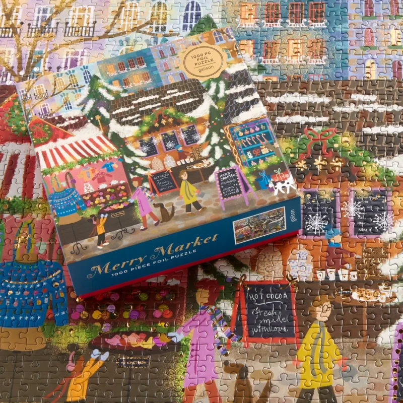 merry market 1000 piece foil jigsaw puzzle by joy laforme from galison lifestyle photo