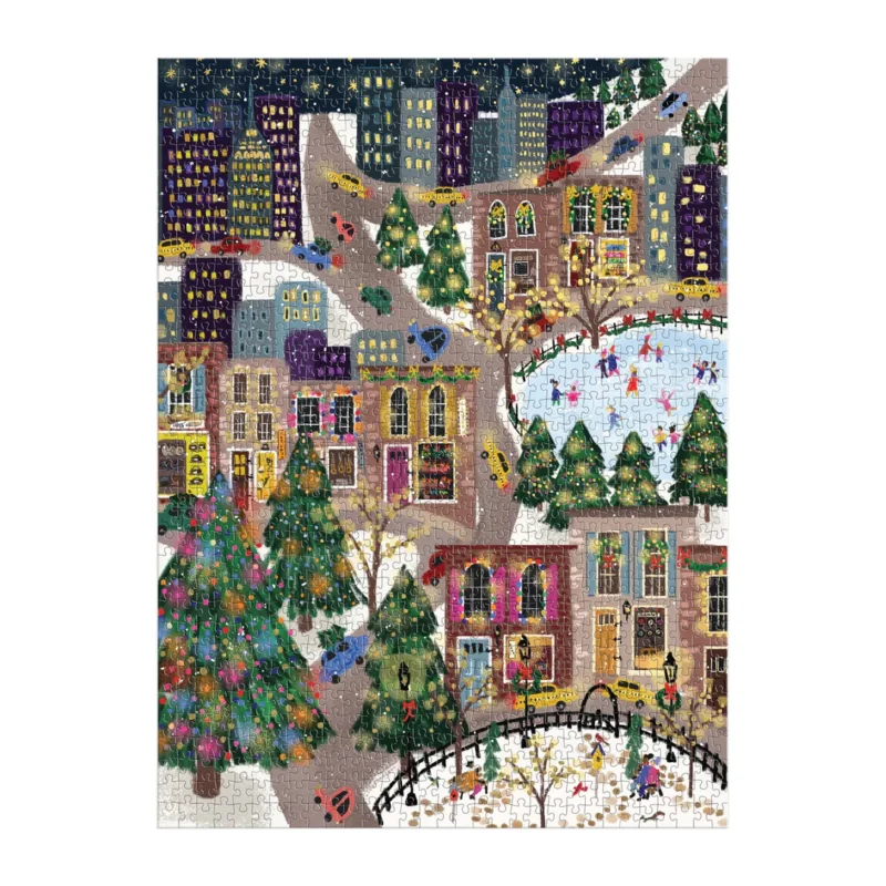 galison sparkling city 1000 piece foil jigsaw puzzle by joy laforme jigsaw completed