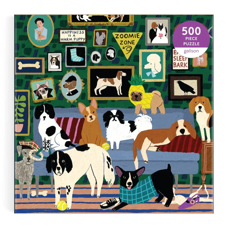 galison lounge dogs 500 piece jigsaw puzzle by anne bentley box front