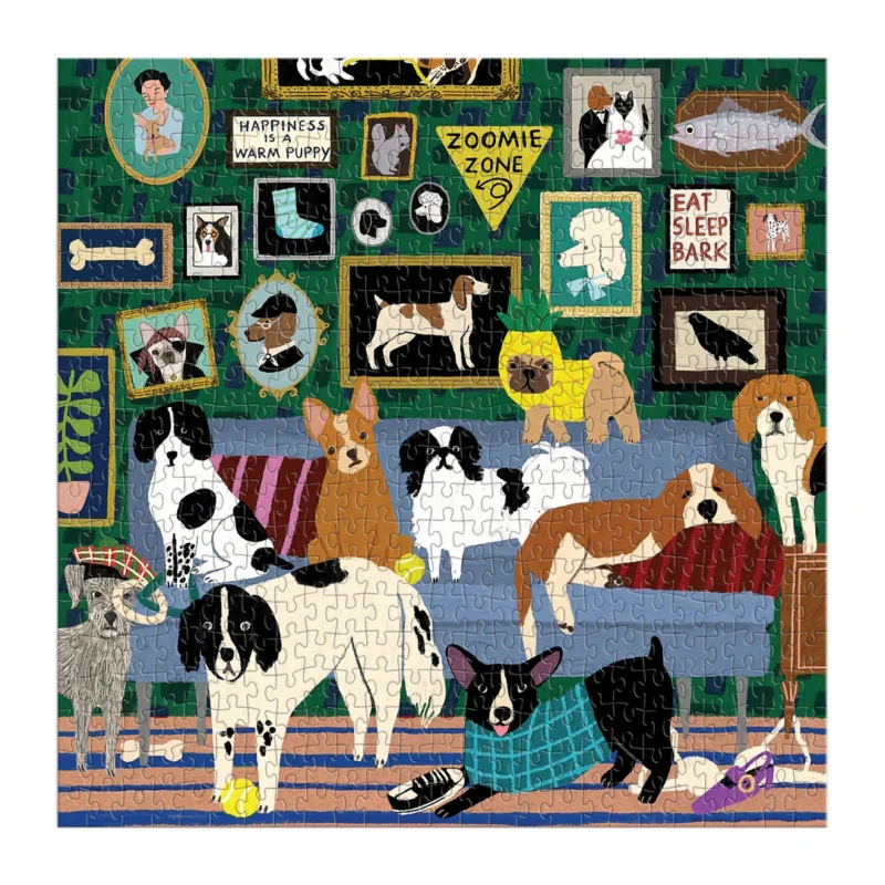 galison lounge dogs 500 piece jigsaw puzzle by anne bentley complete jigsaw