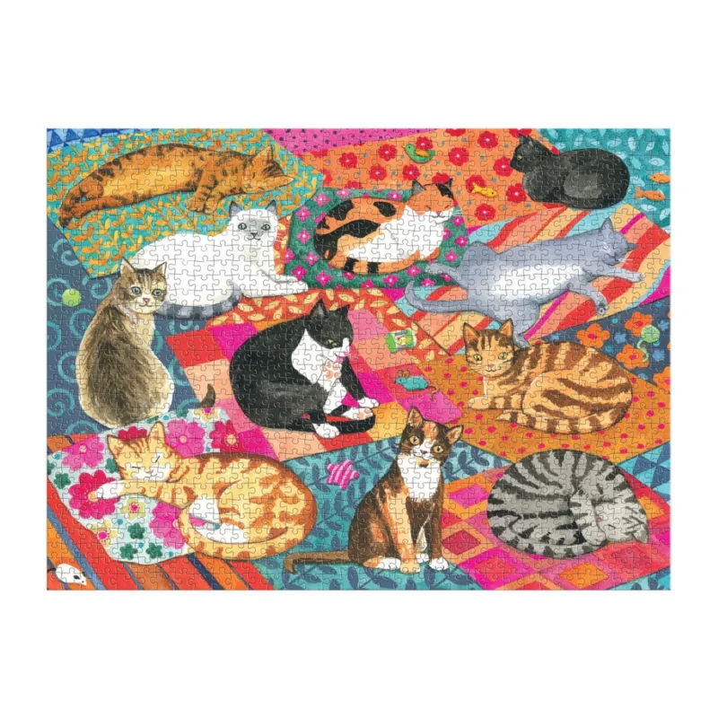 galison lounging cats 1000 piece jigsaw puzzle by alison kolesar completed jigsaw