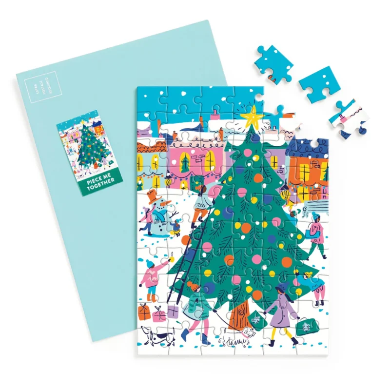 galison merry and bright greeting card jigsaw puzzle with envelope