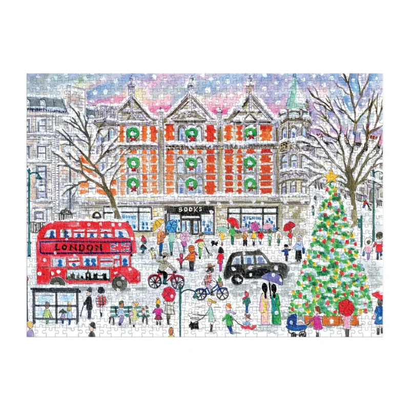 michael storrings christmas in london 1000 piece jigsaw puzzle by galison completed jigsaw