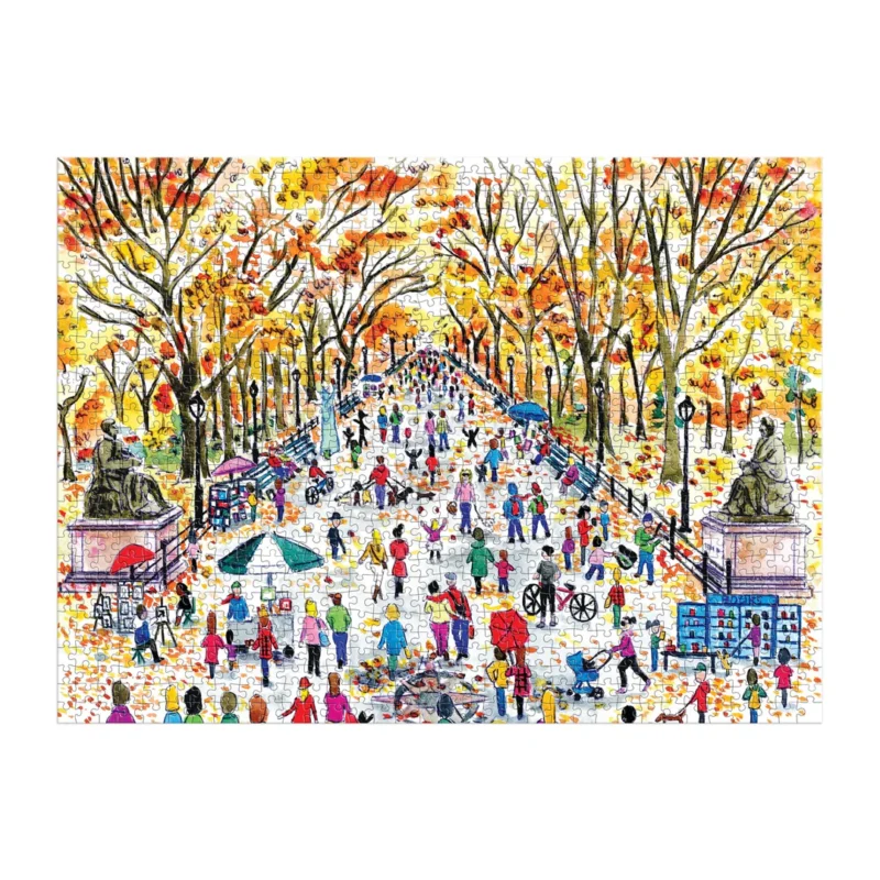 michael storrings fall in central park 1000 piece jigsaw puzzle from galison completed jigsaw