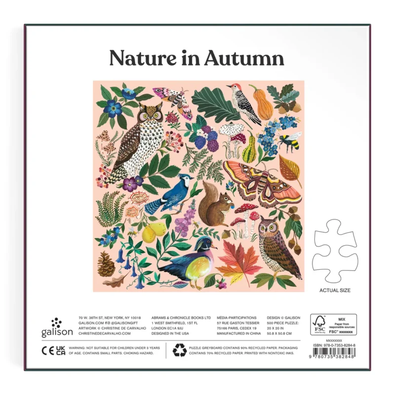 galison nature in autumn 500 piece jigsaw puzzle by christine de carvalho box back