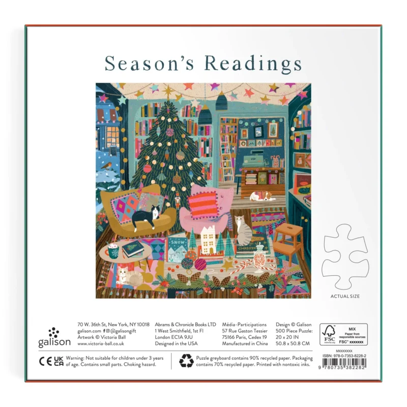 galison seasons readings 500 piece foil puzzle jigsaw puzzle by victoria ball box back