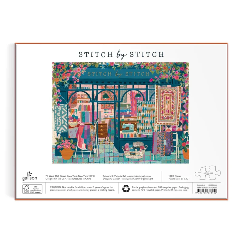 galison stitch by stitch 1000 piece jigsaw puzzle by victoria ball box back